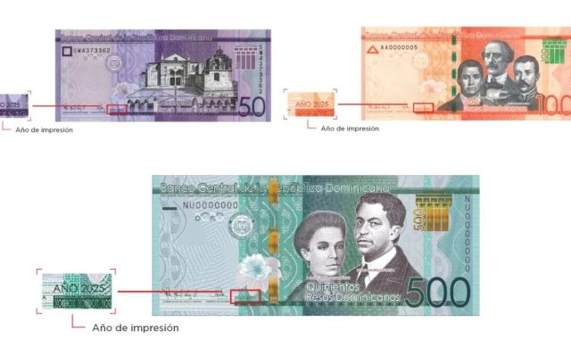 BCRD emite billetes de RD$50, RD$100 y RD$500 del año 2025