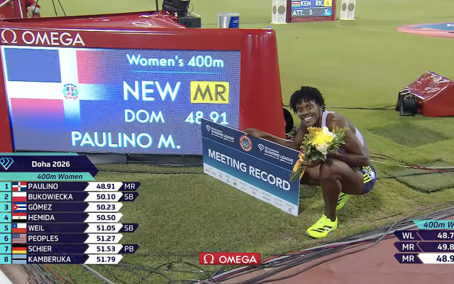 Marileidy Paulino domina en su debut Liga Diamante, en Qatar