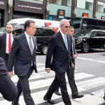 Abinader camina por calles de Nueva York ante congestión vehicular