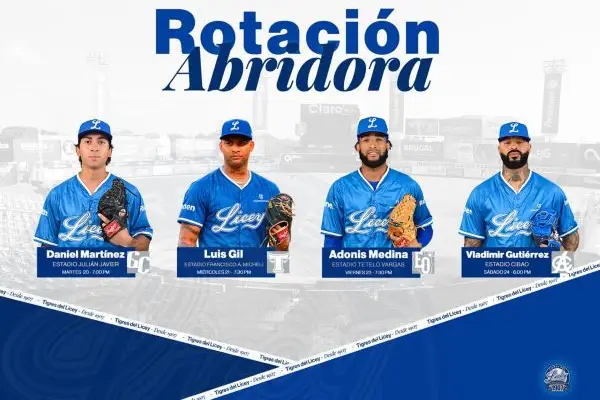 Licey anuncia rotación abridora para sus próximos 5 partidos