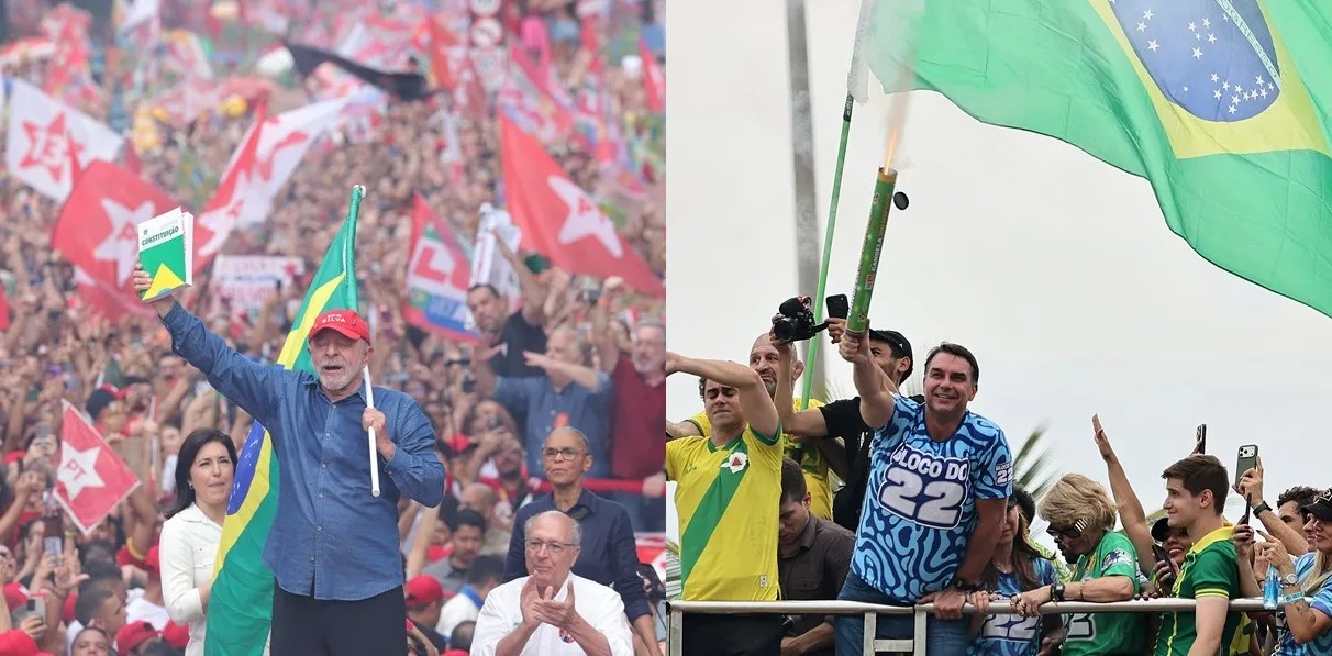 Lula y Flávio Bolsonaro cierran campaña con masivos actos en Brasil